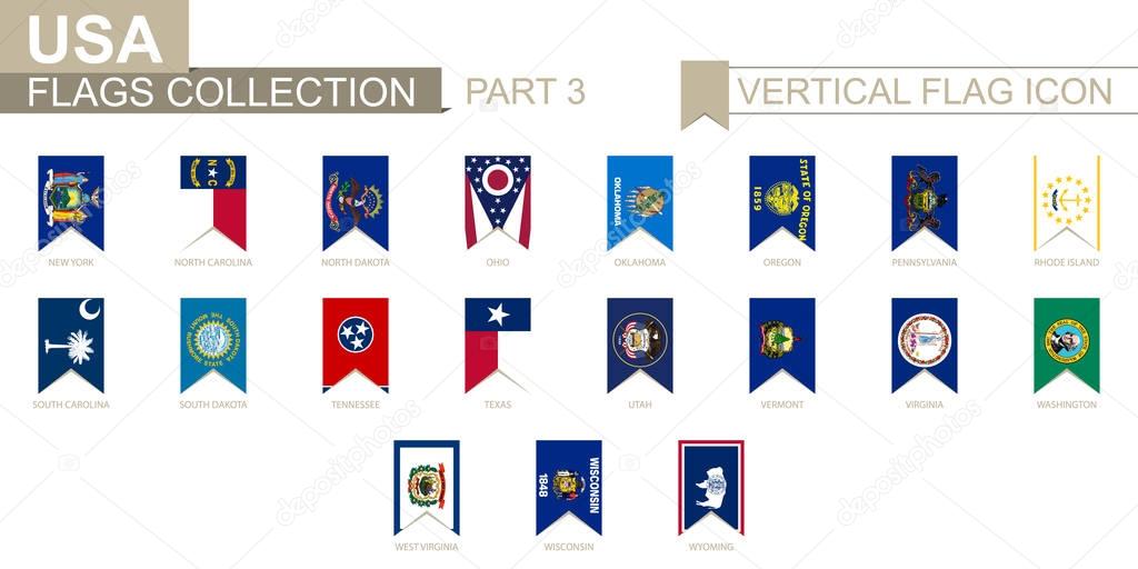 Vertical flag icon of U.S. states