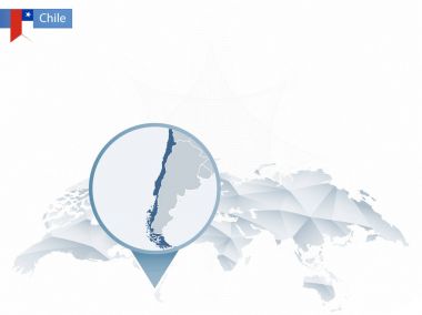 Soyut sabitlenmiş detaylı Şili harita Dünya Haritası yuvarlak.