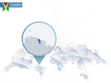 Soyut sabitlenmiş detaylı Guyana harita Dünya Haritası yuvarlak.