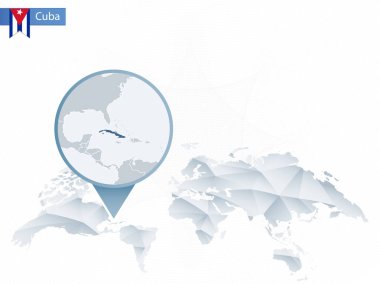 Soyut sabitlenmiş detaylı Küba harita Dünya Haritası yuvarlak.