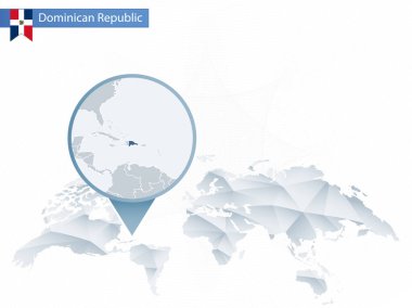 Soyut Dünya Haritası ile sabitlenmiş detaylı Dominik Republ yuvarlak