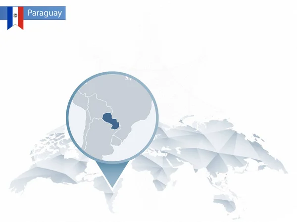 Abstrakt rundade Världskarta med fästa detaljerad Paraguay karta. — Stock vektor