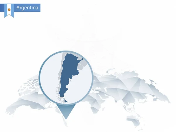 Mapa mundial redondeado abstracto con el mapa detallado de Argentina fijado . — Archivo Imágenes Vectoriales