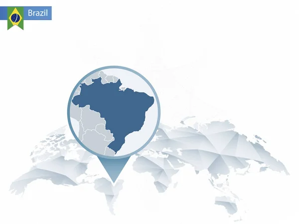 Abstraktní zaoblené mapa světa s připojených podrobná mapa Brazílie. — Stockový vektor