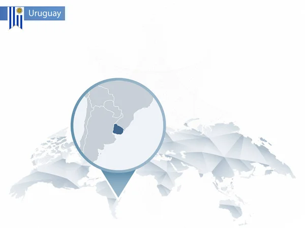 Abstrakt rundade Världskarta med fästa detaljerad Uruguay karta. — Stock vektor