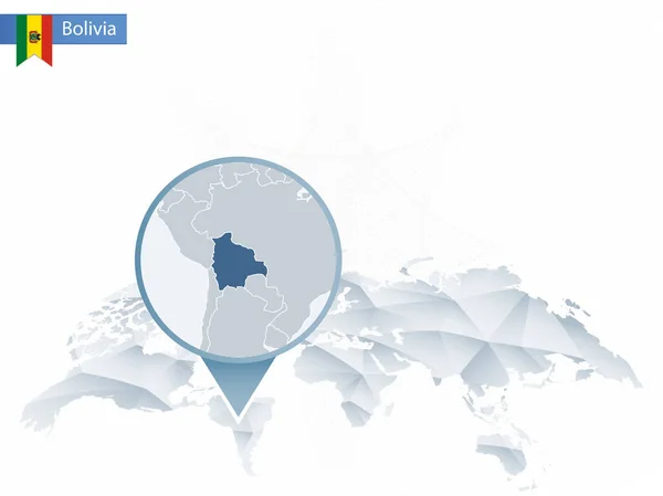 Abstrakt rundade Världskarta med fästa detaljerad Bolivia karta. — Stock vektor