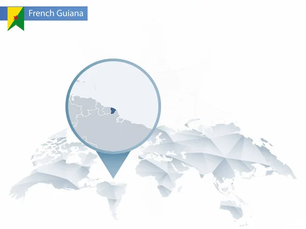 Abstraktní zaoblené mapa světa s připojených detailní ma Francouzská Guyana — Stockový vektor