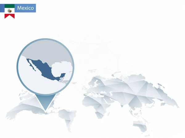 Mapa do mundo arredondado abstrato com mapa detalhado do México . — Vetor de Stock