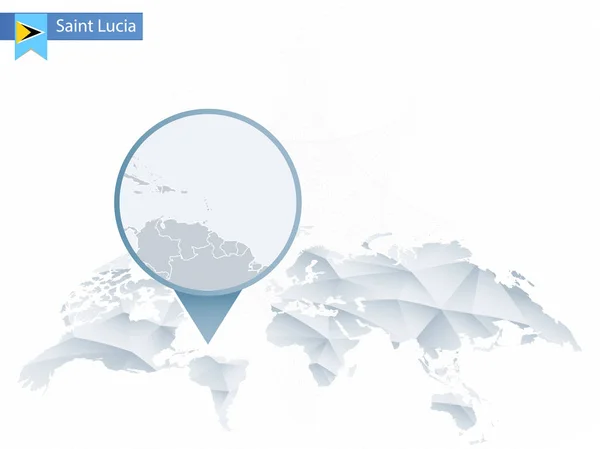 Mapa do mundo arredondado abstrato com mapa detalhado de Santa Lúcia . — Vetor de Stock