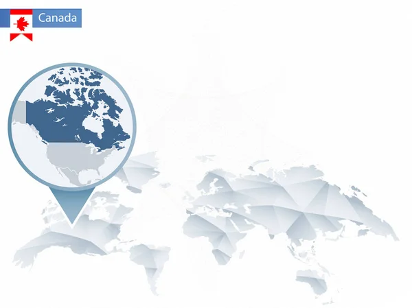 Carte du monde arrondie abstraite avec carte détaillée épinglée du Canada . — Image vectorielle