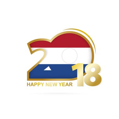 Yıl 2018 Hollanda bayrağı desenli. Mutlu yeni yıl tasarım.