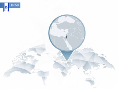 Soyut sabitlenmiş detaylı İsrail harita Dünya Haritası yuvarlak.
