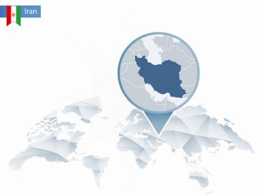 Soyut sabitlenmiş detaylı Iran harita Dünya Haritası yuvarlak.