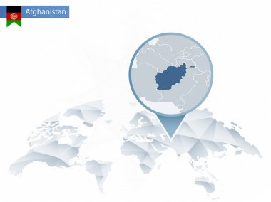 Soyut sabitlenmiş detaylı Afganistan harita Dünya Haritası yuvarlak.