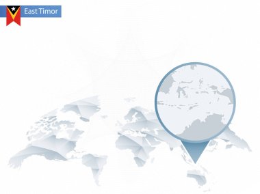 Soyut sabitlenmiş detaylı Doğu Timor harita Dünya Haritası yuvarlak.