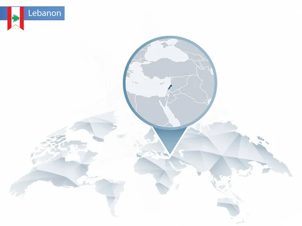 Mapa do mundo arredondado abstrato com mapa detalhado pinned Líbano . —  Vetores de Stock