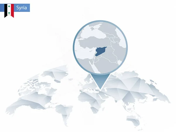 Mapa del mundo redondeado abstracto con mapa detallado de Siria fijado . — Vector de stock