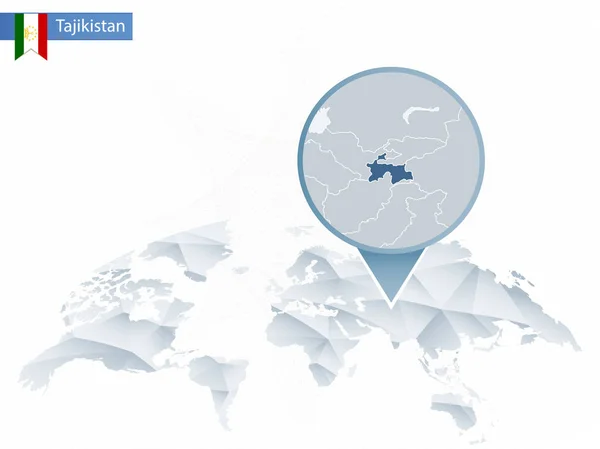 Absztrakt kerek világ Térkép-val rögzített részletes Tádzsikisztán Térkép. — Stock Vector