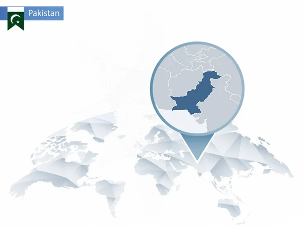 Absztrakt kerek világ Térkép-val rögzített részletes Pakisztán Térkép. — Stock Vector