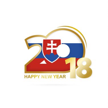 Yıl 2018 Slovakya bayrak desenli. Mutlu yeni yıl tasarım.