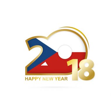 Yıl 2018 Çek Cumhuriyeti bayrağı desenli. Mutlu yeni yıl tasarı