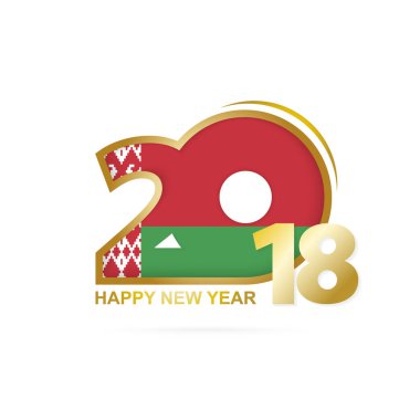 Beyaz Rusya bayrak desenli yıl 2018. Mutlu yeni yıl tasarım.
