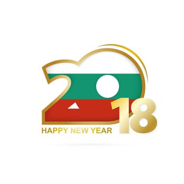 Yıl 2018 Bulgaristan bayrak desenli. Mutlu yeni yıl tasarım.