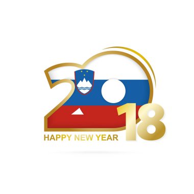 Yıl 2018 Slovenya bayrak desenli. Mutlu yeni yıl tasarım.