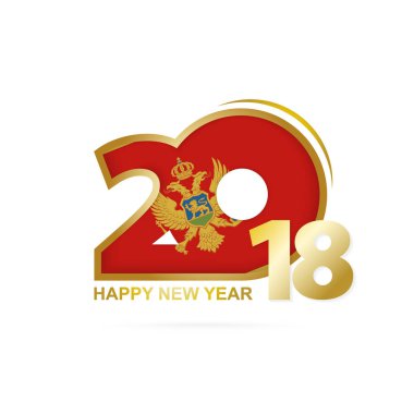 Yıl 2018 Karadağ bayrak desenli. Mutlu yeni yıl tasarım.