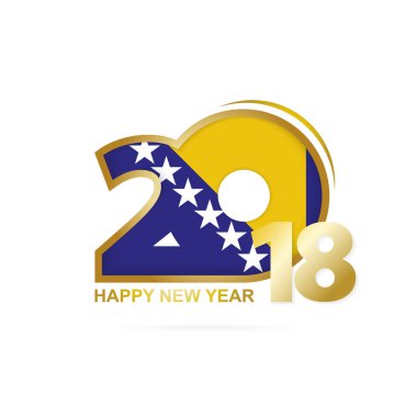 Bosna ve Hersek bayrak desenli yıl 2018. Mutlu yeni siz