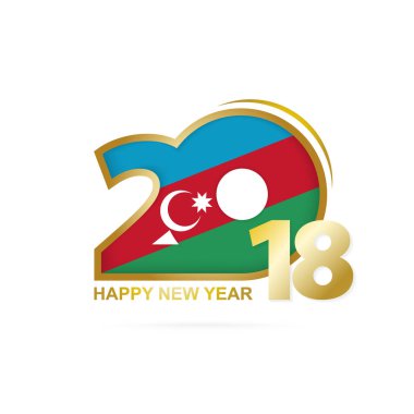 Yıl 2018 Azerbaycan bayrağı desenli. Mutlu yeni yıl tasarım.