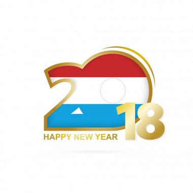 Yıl 2018 Lüksemburg bayrak desenli. Mutlu yeni yıl tasarım.
