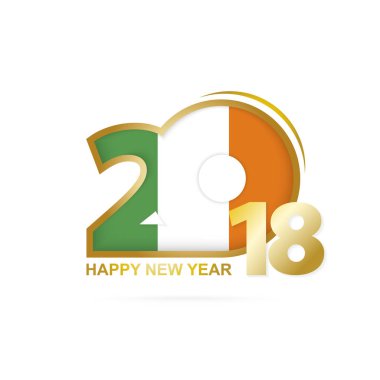 Yıl 2018 İrlanda bayrağı desenli. Mutlu yeni yıl tasarım.