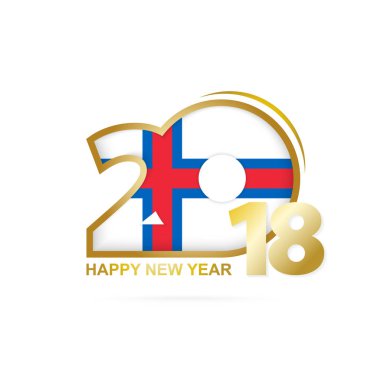 Yıl 2018 Faroe Adaları bayrak desenli. Mutlu yeni yıl tasarım