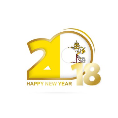 Yıl 2018 Vatikan bayrak desenli. Mutlu yeni yıl tasarım.