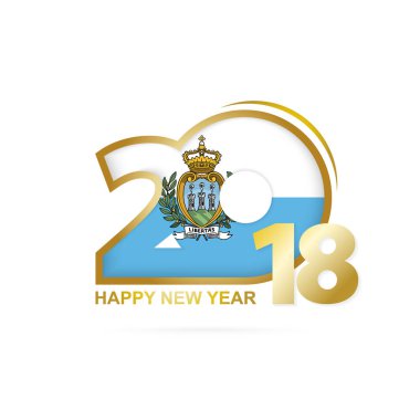 Yıl 2018 San Marino bayrak desenli. Mutlu yeni yıl tasarım.