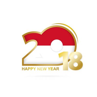 Yıl 2018 Monaco bayrağı desenli. Mutlu yeni yıl tasarım.