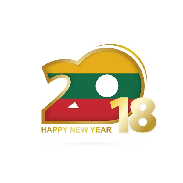 2018 年前与立陶宛国旗图案。快乐的新年设计. — 图库矢量图片