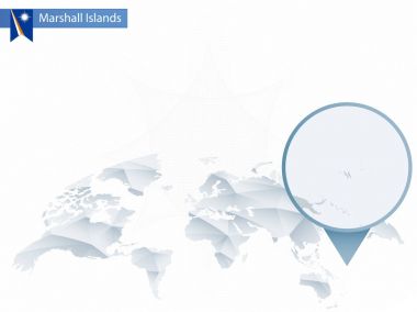 Soyut sabitlenmiş detaylı Marshall Adaları harita Dünya Haritası yuvarlak