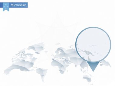 Soyut sabitlenmiş detaylı Mikronezya harita Dünya Haritası yuvarlak.