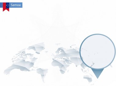 Soyut sabitlenmiş detaylı Samoa harita Dünya Haritası yuvarlak.