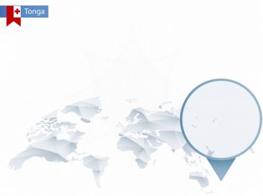 Soyut sabitlenmiş detaylı Tonga Harita Dünya Haritası yuvarlak.