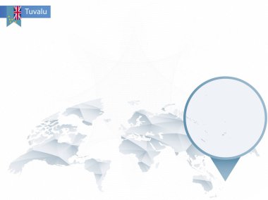 Soyut sabitlenmiş detaylı Tuvalu harita Dünya Haritası yuvarlak.