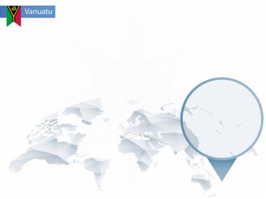 Soyut sabitlenmiş detaylı Vanuatu harita Dünya Haritası yuvarlak.