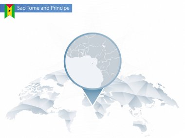 Dünya Haritası ile sabitlenmiş detaylı Sao Tome ve PRI soyut yuvarlak
