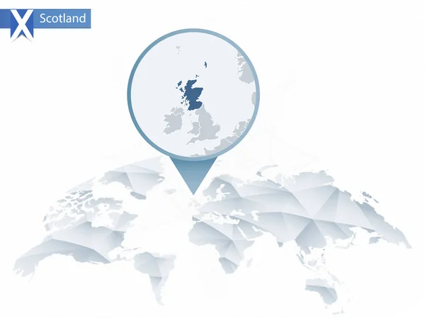 Abstrakcja zaokrąglone mapa świata z przypiętych Szczegółowa mapa Szkocji. — Wektor stockowy