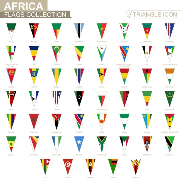 アフリカ、アフリカのすべてのフラグのフラグです。三角形のアイコン. — ストックベクタ