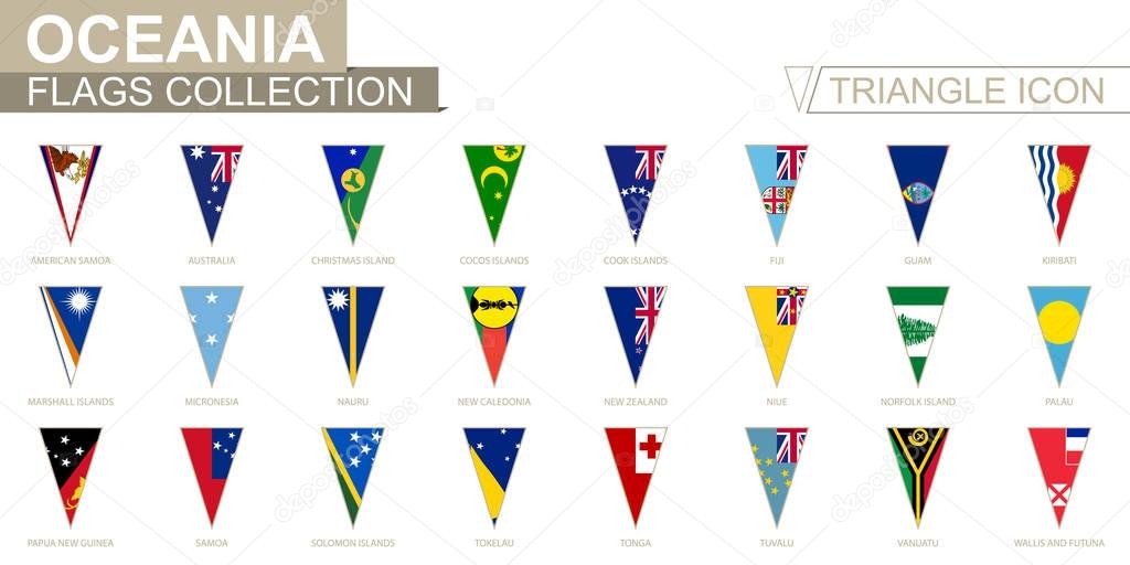 Flags of Oceania, all Oceanian flags. Triangle icon.