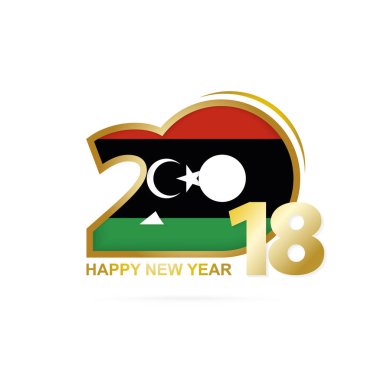 Yıl 2018 Libya bayrağı desenli. Mutlu yeni yıl tasarım.