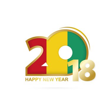 Yıl 2018 Gine bayrak desenli. Mutlu yeni yıl tasarım.